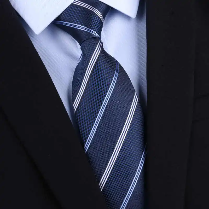 High Quality 100% Real Silk Tie For Men's Business Banquet Formal Shirt Accessories With Fashionable Striped Pattern 8CM Necktie