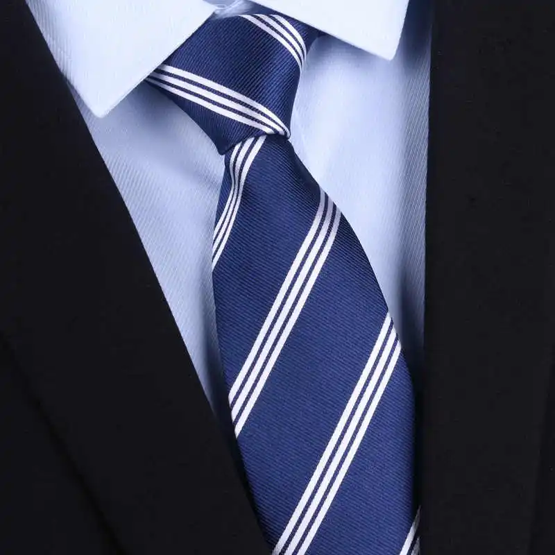 High Quality 100% Real Silk Tie For Men's Business Banquet Formal Shirt Accessories With Fashionable Striped Pattern 8CM Necktie