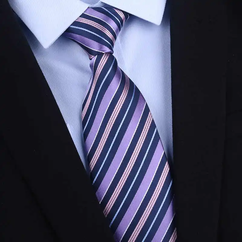 High Quality 100% Real Silk Tie For Men's Business Banquet Formal Shirt Accessories With Fashionable Striped Pattern 8CM Necktie