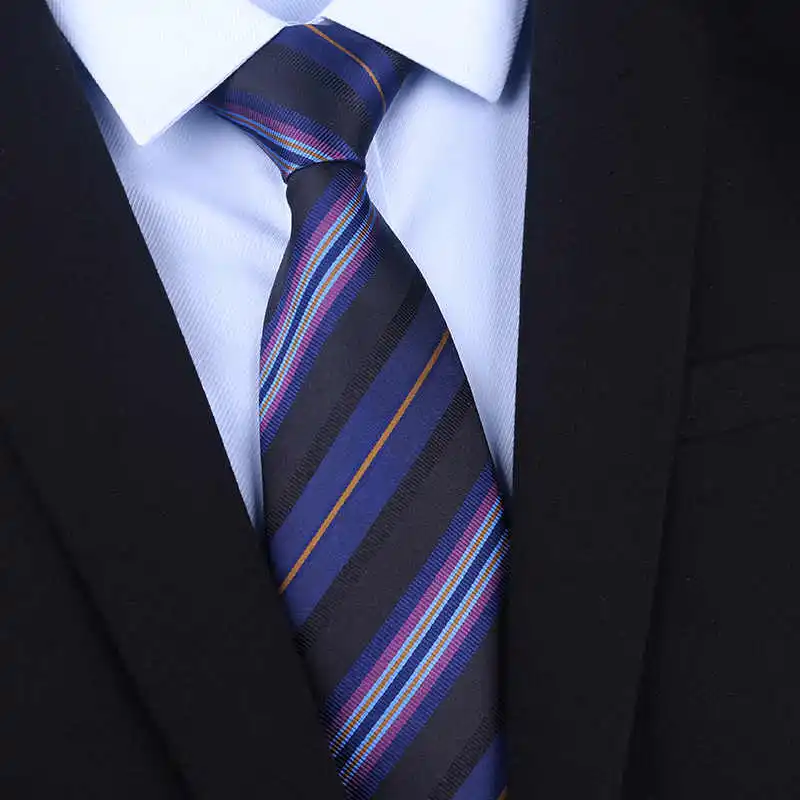 High Quality 100% Real Silk Tie For Men's Business Banquet Formal Shirt Accessories With Fashionable Striped Pattern 8CM Necktie