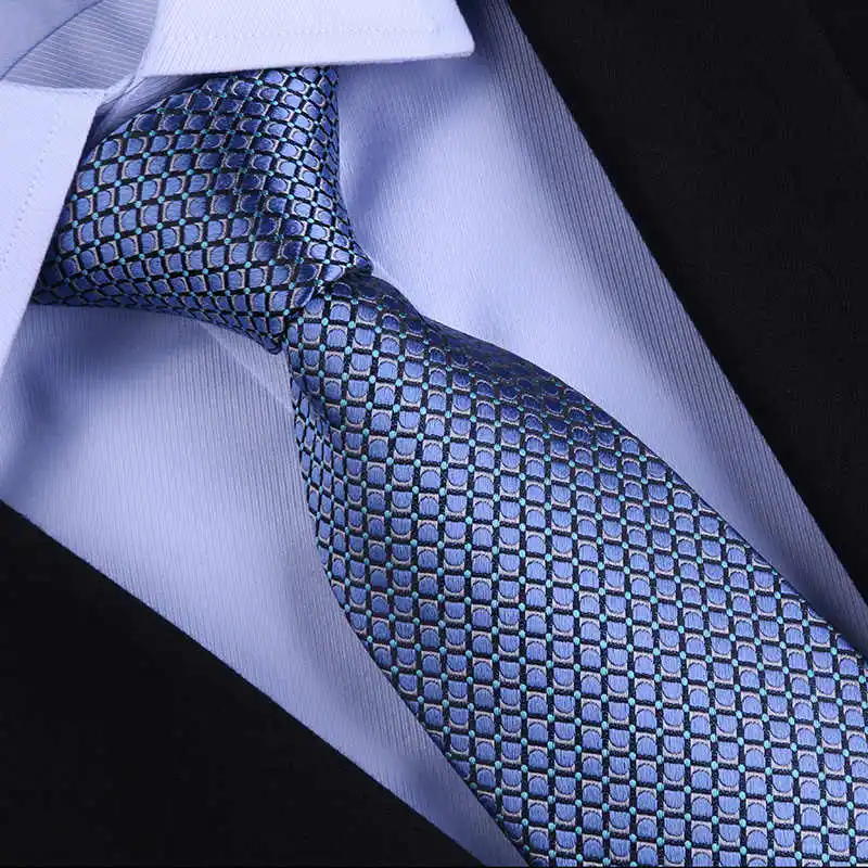 Top Quality 100% Real Silk Tie Men's Formal Shirt Accessories For Business Banquets Professional Black Blue Stripes 8CM Necktie