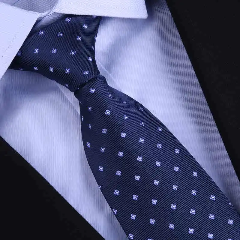 Top Quality 100% Real Silk Tie Men's Formal Shirt Accessories For Business Banquets Professional Black Blue Stripes 8CM Necktie