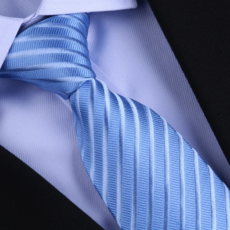 Top Quality 100% Real Silk Tie Men's Formal Shirt Accessories For Business Banquets Professional Black Blue Stripes 8CM Necktie