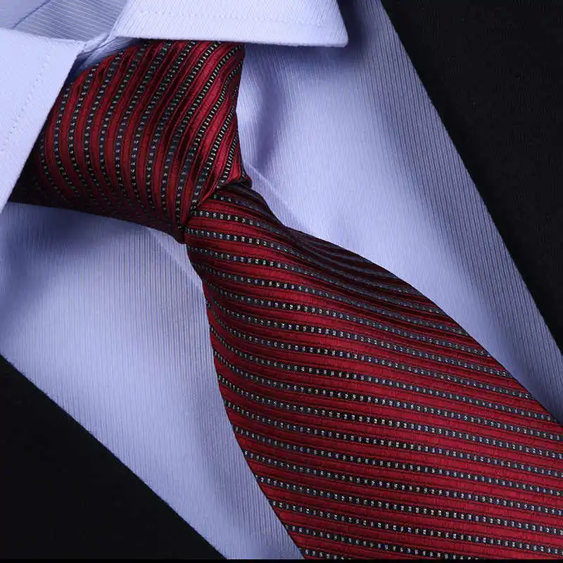 Top Quality 100% Real Silk Tie Men's Formal Shirt Accessories For Business Banquets Professional Black Blue Stripes 8CM Necktie
