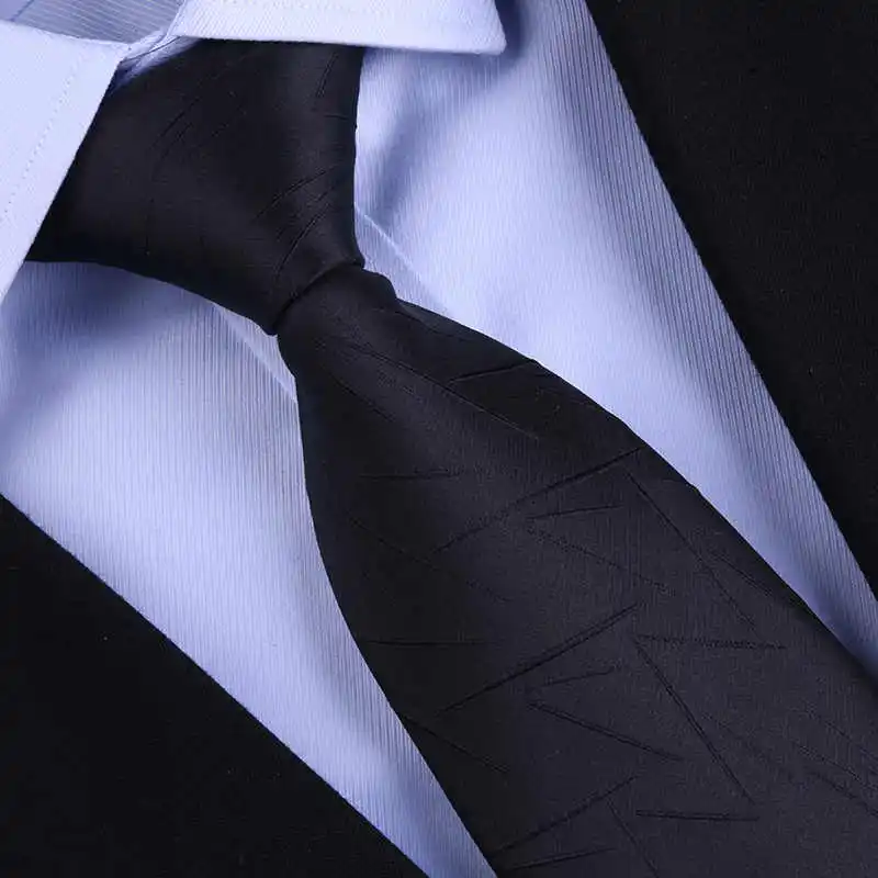Top Quality 100% Real Silk Tie Men's Formal Shirt Accessories For Business Banquets Professional Black Blue Stripes 8CM Necktie