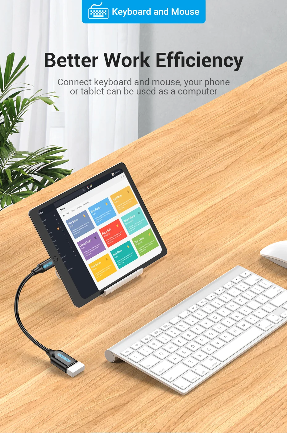 Vention OTG C Type Adapter OTG Cable Type C to USB A 3.0 2.0 Female Cable Adapter for MacBook Pro Xiaomi Mi 9 Type-C Converter
