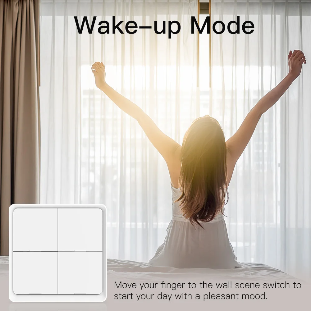 MOES 4 Gang Tuya ZigBee Wireless 12 Scene Switch Push Button Controller Battery Powered Automation Scenario for Tuya Devices