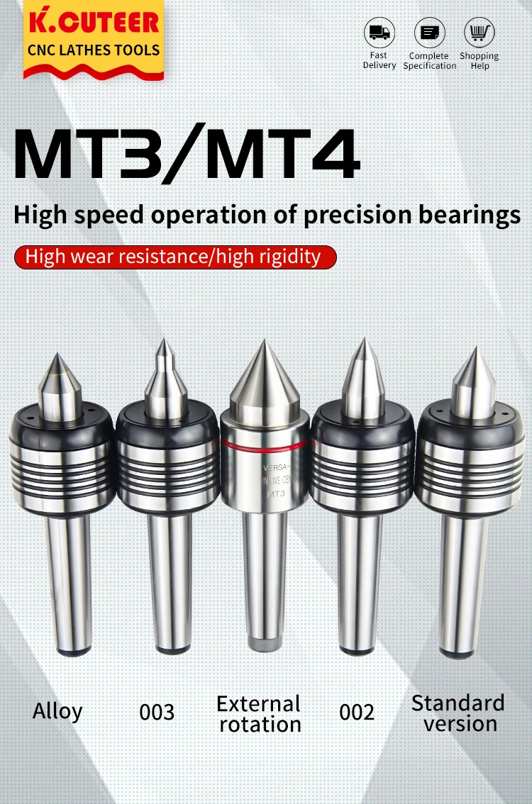 MT3 MT4 Morse Taper Live Center High Precision Rotating Center for Lathe Machine Standard Alloy Revolving Centre CNC