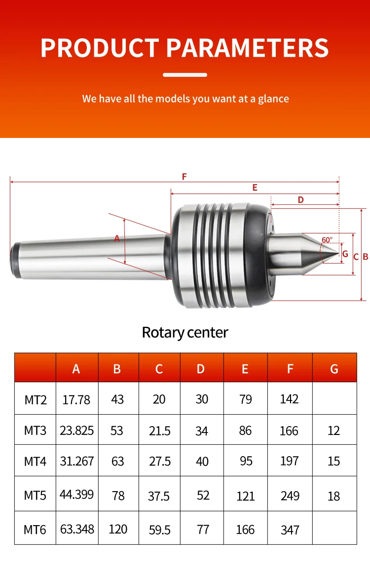 MT3 MT4 Morse Taper Live Center High Precision Rotating Center for Lathe Machine Standard Alloy Revolving Centre CNC