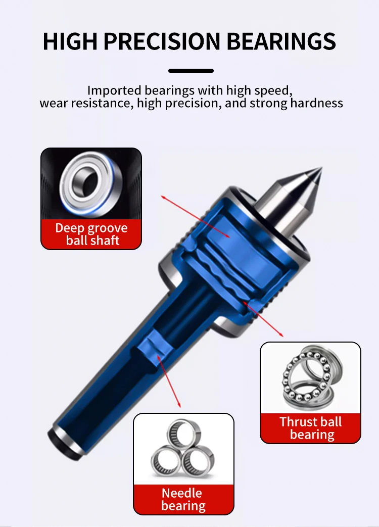 MT3 MT4 Morse Taper Live Center High Precision Rotating Center for Lathe Machine Standard Alloy Revolving Centre CNC