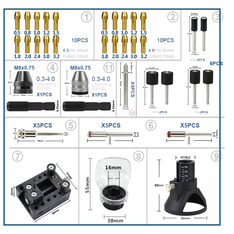 XCAN Rotary Tool Accessories Kit Saw Blade Mandrel Mini Drill Chuck Rotary Dedicated Locator for Dremel Rotary Tools