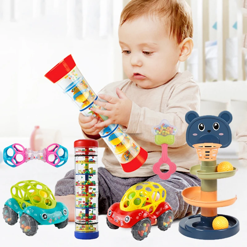 Baby Toys 1 to 2 Years Musical Rainstick Baby Teether Newborn Toys Accessories Soft Sensory Hammer Game For Baby 6 12 Months