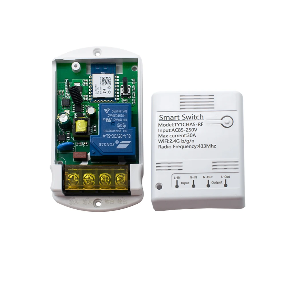 Wifi 30A Switch Module Wireless Relay Controller AC 220V 110V DC 12V 24V Works with Tuya Smart Life APP Voice Remote Control