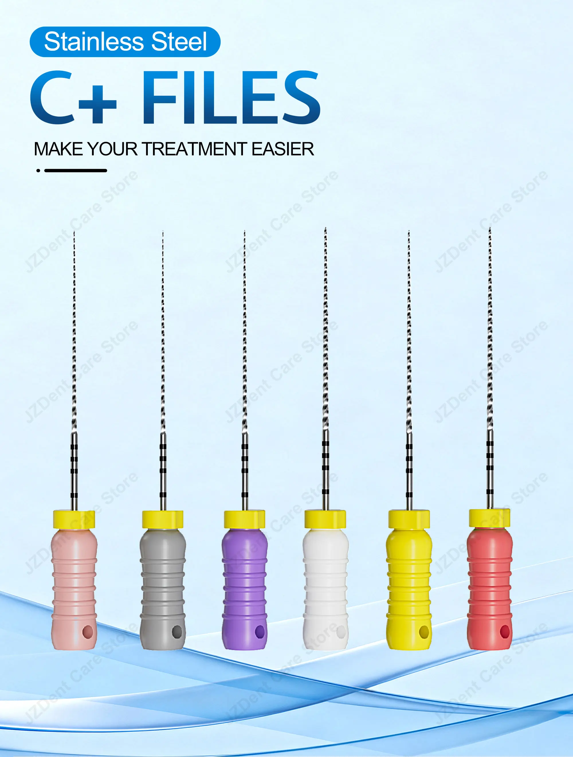 Twoendo Dental 25mm Endodontic 2 Boxes Stainless Steel C+ File Hand Use Endo Files Optional Sizes Used For Root Cleaning
