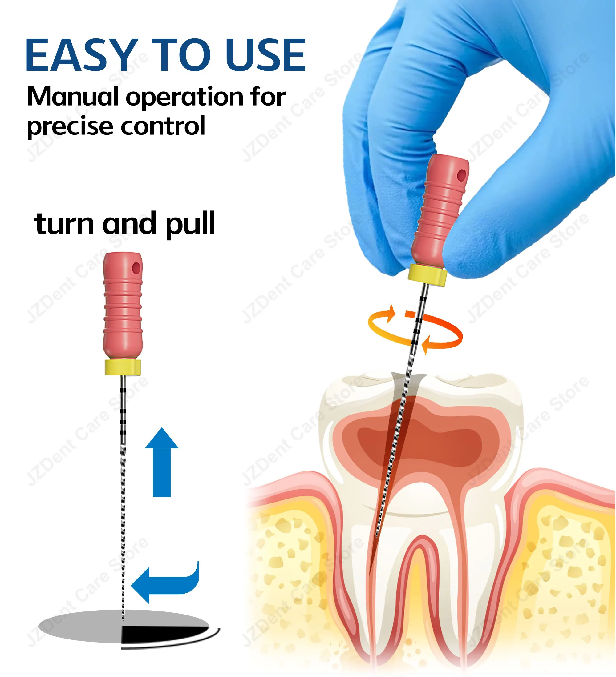 Twoendo Dental 25mm Endodontic 2 Boxes Stainless Steel C+ File Hand Use Endo Files Optional Sizes Used For Root Cleaning
