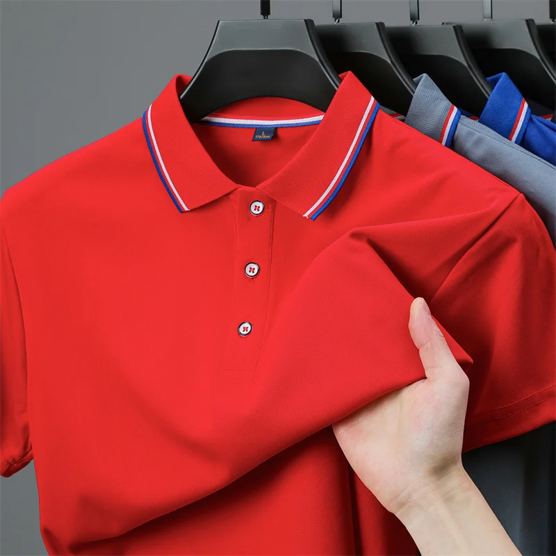2026 New Men's Casual Solid Color Short Sleeved Polo Shirt Summer Fashionable and Comfortable Versatile Top