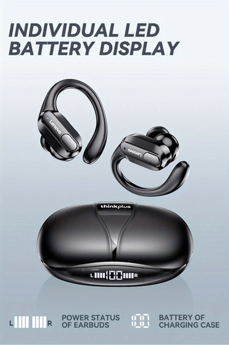 Lenovo XT80 Wireless Headphones Bluetooth 5.3 Earphones True with Mic Button Control Noise Reduction Earhooks Waterproof Headset