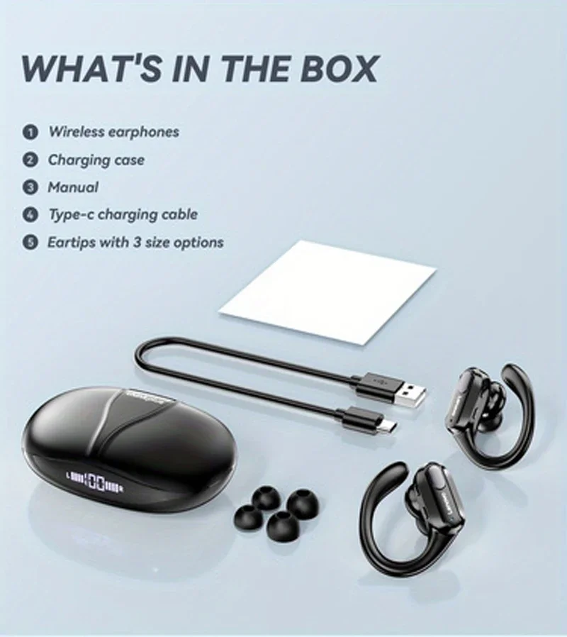 Lenovo XT80 Wireless Headphones Bluetooth 5.3 Earphones True with Mic Button Control Noise Reduction Earhooks Waterproof Headset