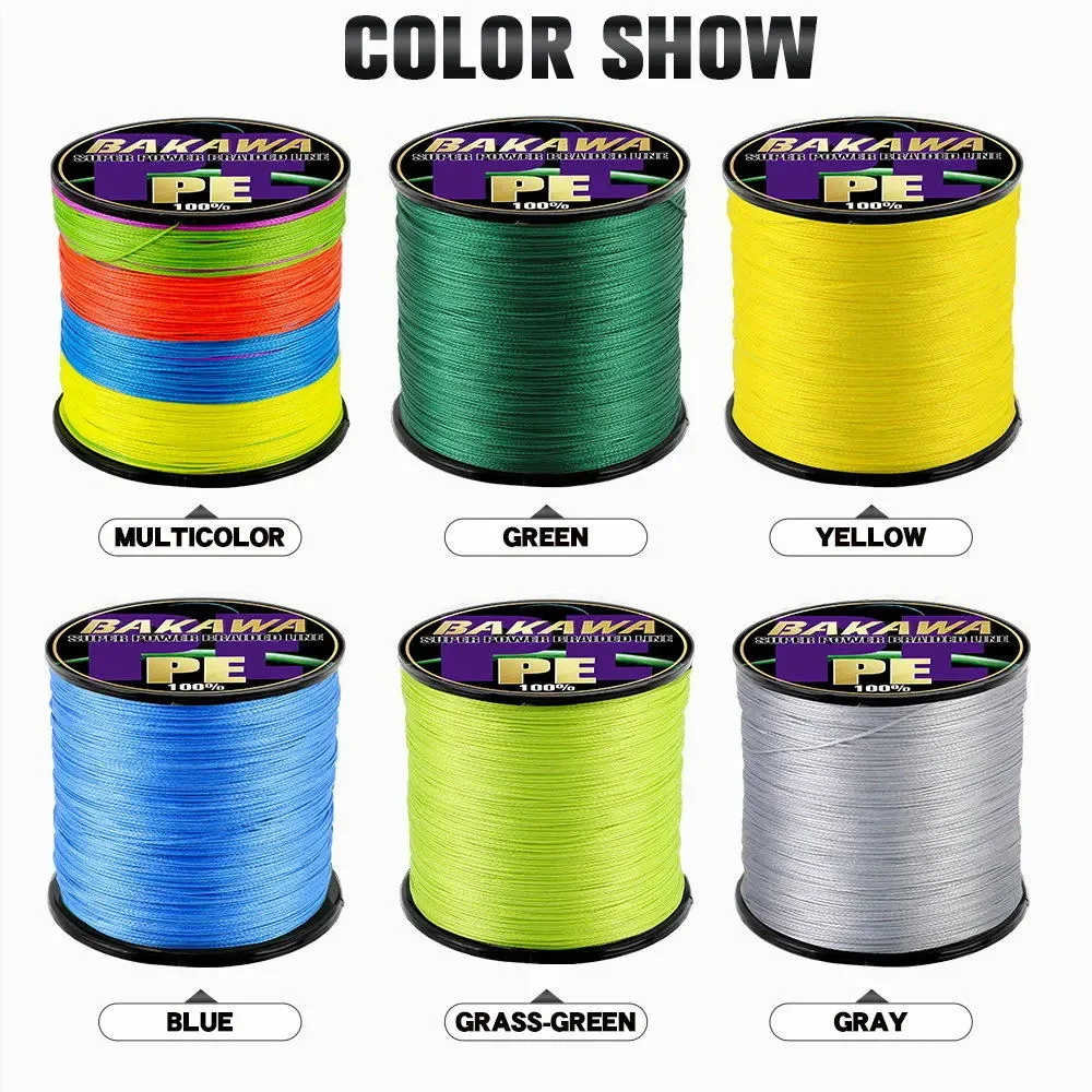 BAKAWA 4 Strands Braided Fishing Lines Multifilament Pesca 100M 300M 500M 1000M Carp Wire Japan Abrasion Resistant Pe Line