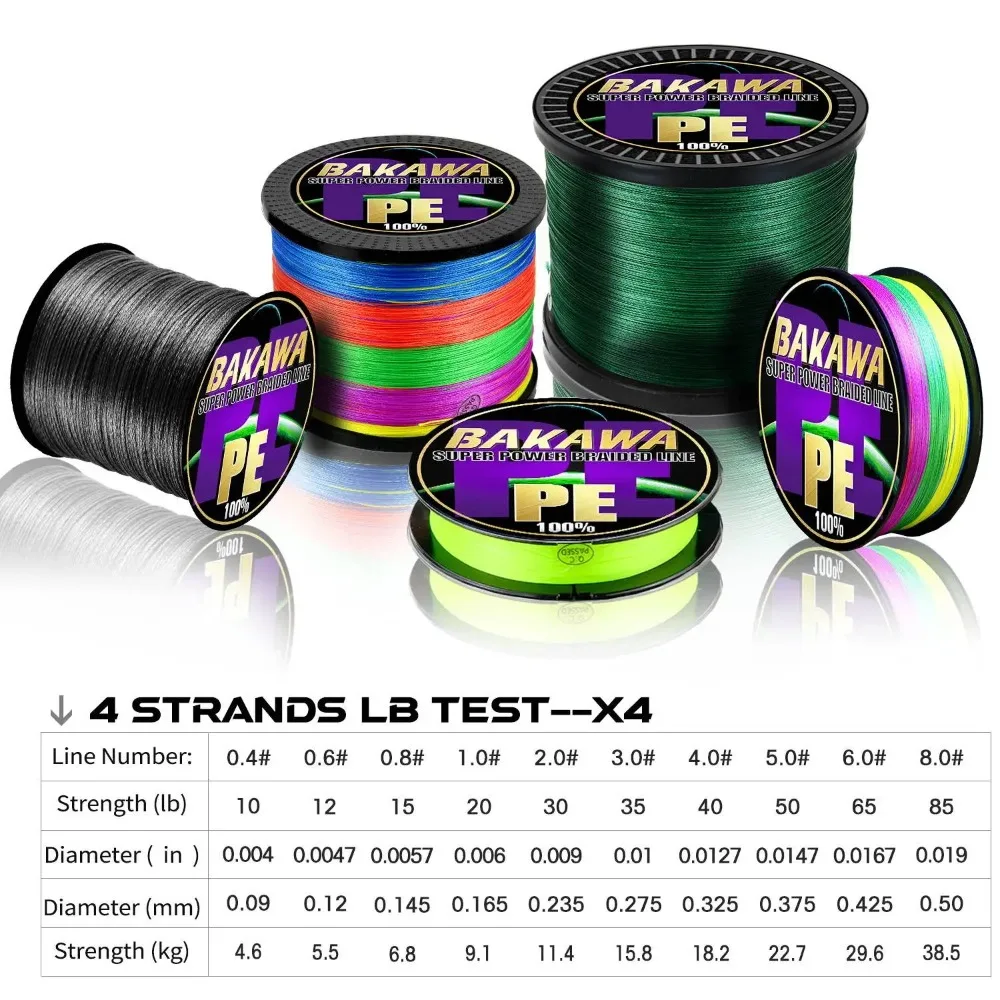 BAKAWA 4 Strands Braided Fishing Lines Multifilament Pesca 100M 300M 500M 1000M Carp Wire Japan Abrasion Resistant Pe Line