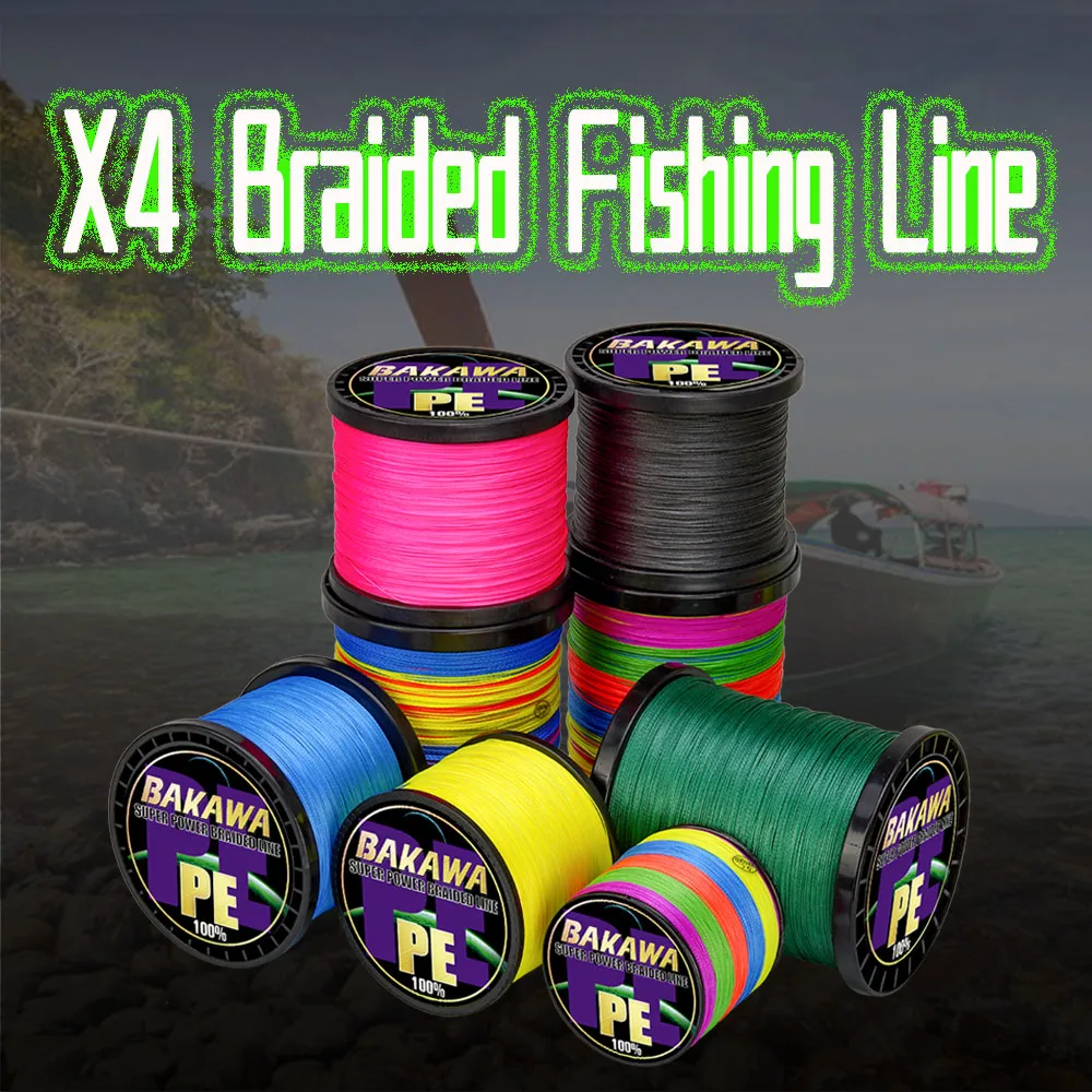 BAKAWA 4 Strands Braided Fishing Lines Multifilament Pesca 100M 300M 500M 1000M Carp Wire Japan Abrasion Resistant Pe Line