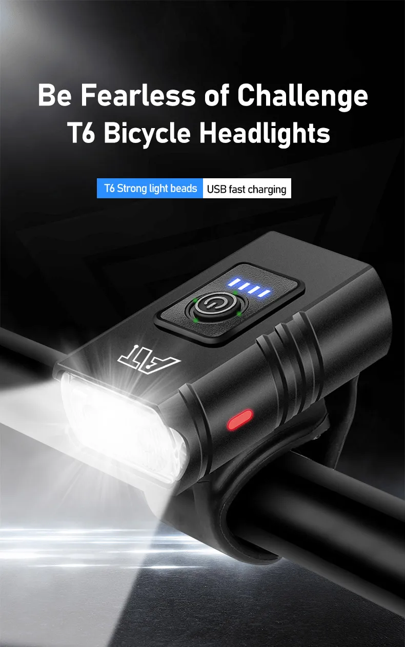 LED Bicycle Front Light Type-C Rechargeable Bicycle Headlight MTB Road Bike Headlamp Easy to Install Cycling Accessories