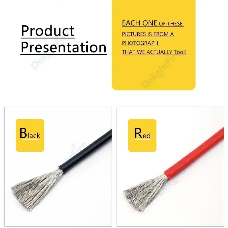 Silicone Cable Solar Panel Electrical Wire Heat Resistant Red Black 24 22 20 18 16 14 12 10 8 6 4 AWG Gauge for Car Auto Battery