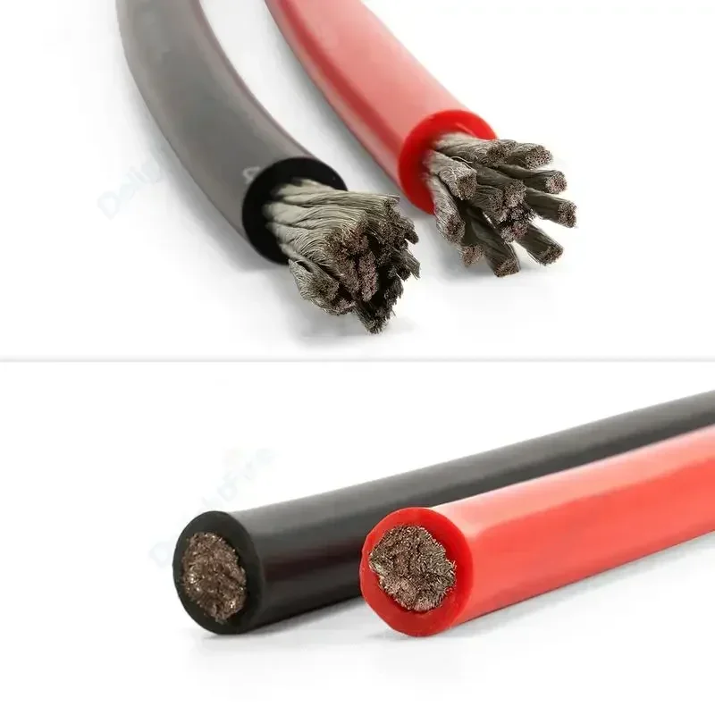 Silicone Cable Solar Panel Electrical Wire Heat Resistant Red Black 24 22 20 18 16 14 12 10 8 6 4 AWG Gauge for Car Auto Battery