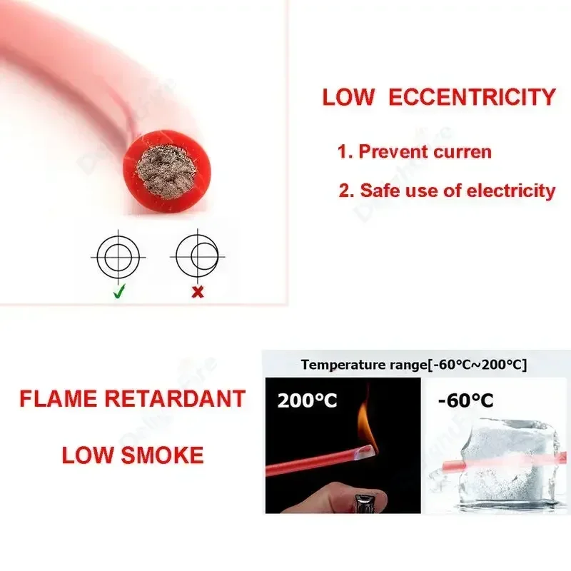 Silicone Cable Solar Panel Electrical Wire Heat Resistant Red Black 24 22 20 18 16 14 12 10 8 6 4 AWG Gauge for Car Auto Battery