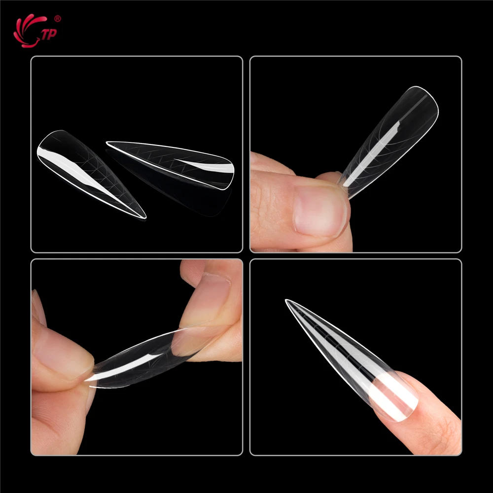 TP 75pcs/150pcs Stiletto Dual Form Nail Acrylic Quick Building Gel Mold Full Cover Extension Upper Mold False Nail Tips Top Form