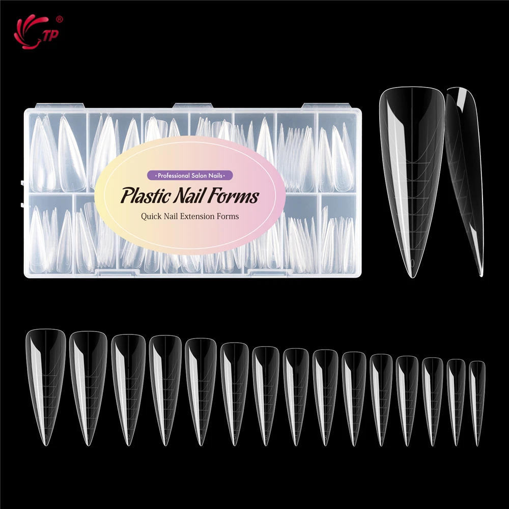 TP 75pcs/150pcs Stiletto Dual Form Nail Acrylic Quick Building Gel Mold Full Cover Extension Upper Mold False Nail Tips Top Form