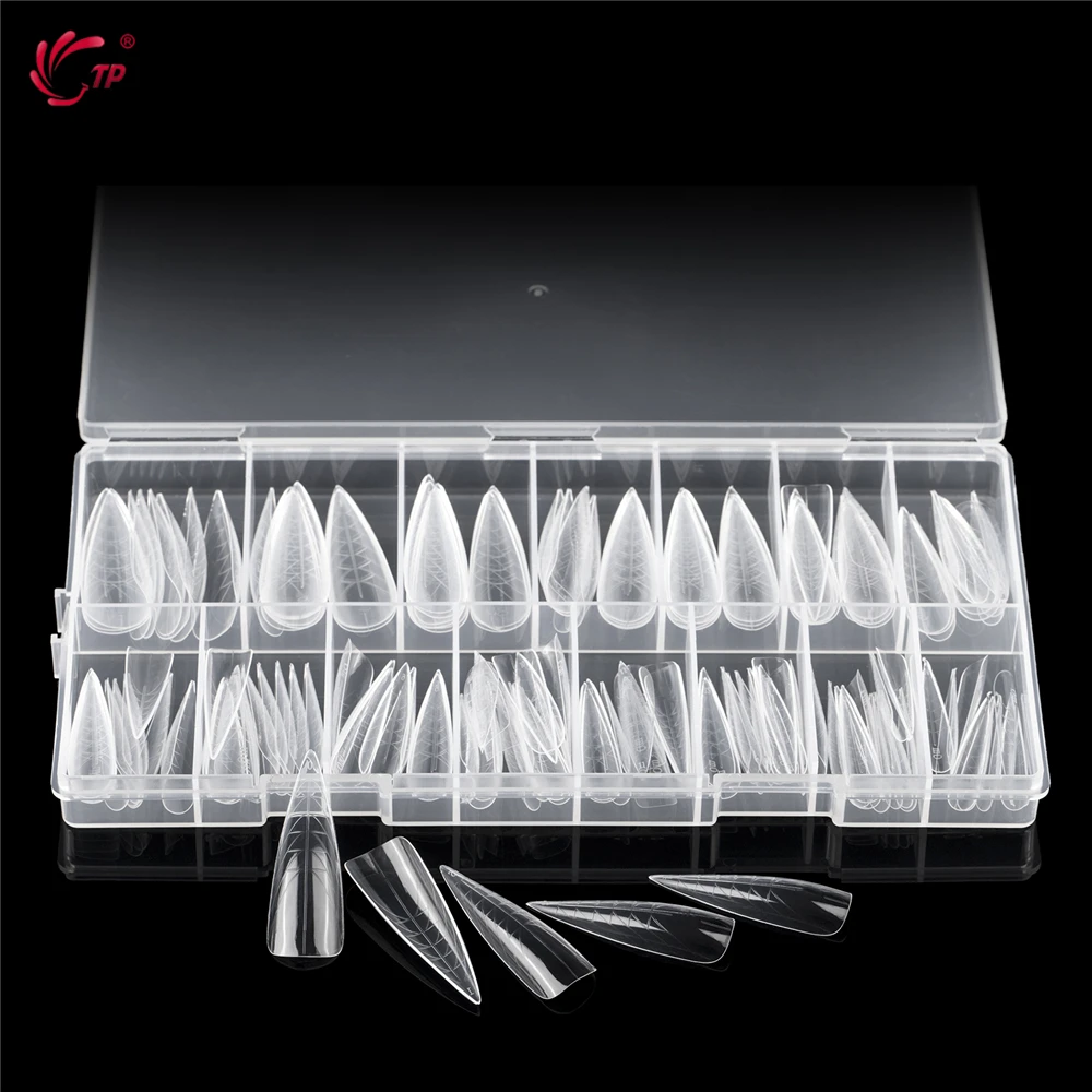 TP 75pcs/150pcs Stiletto Dual Form Nail Acrylic Quick Building Gel Mold Full Cover Extension Upper Mold False Nail Tips Top Form
