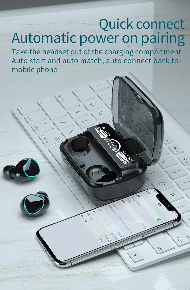 New Arrival M10 Earphone Wireless Headset High Quality Perfect Sound Earbuds Sports Game Music BT Headphone with Power Bank
