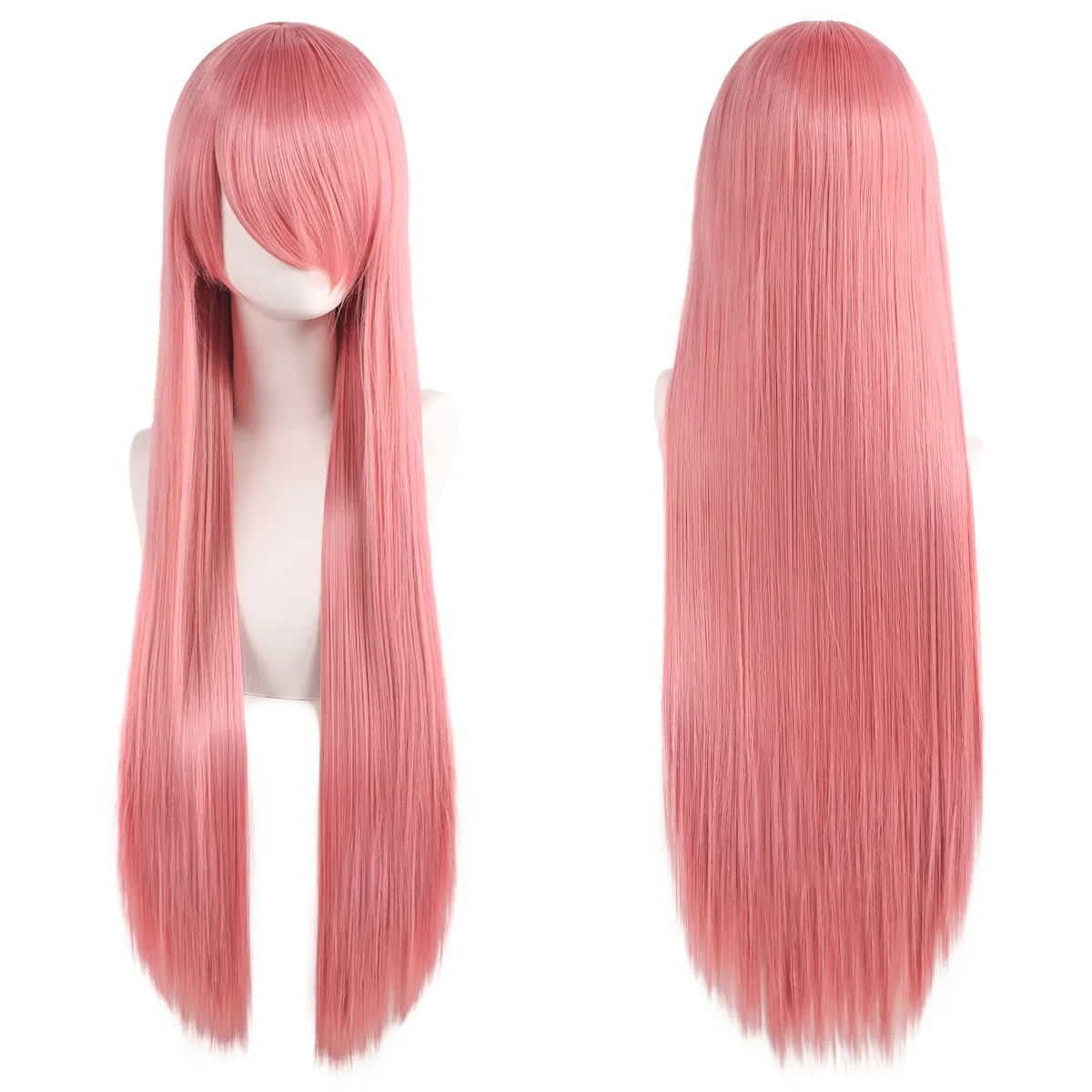 80cm Long Synthetic White Purple Cosplay Wigs Green Hair Straight Silver Wig Pink Hairpiece Lolita Wig with Bangs