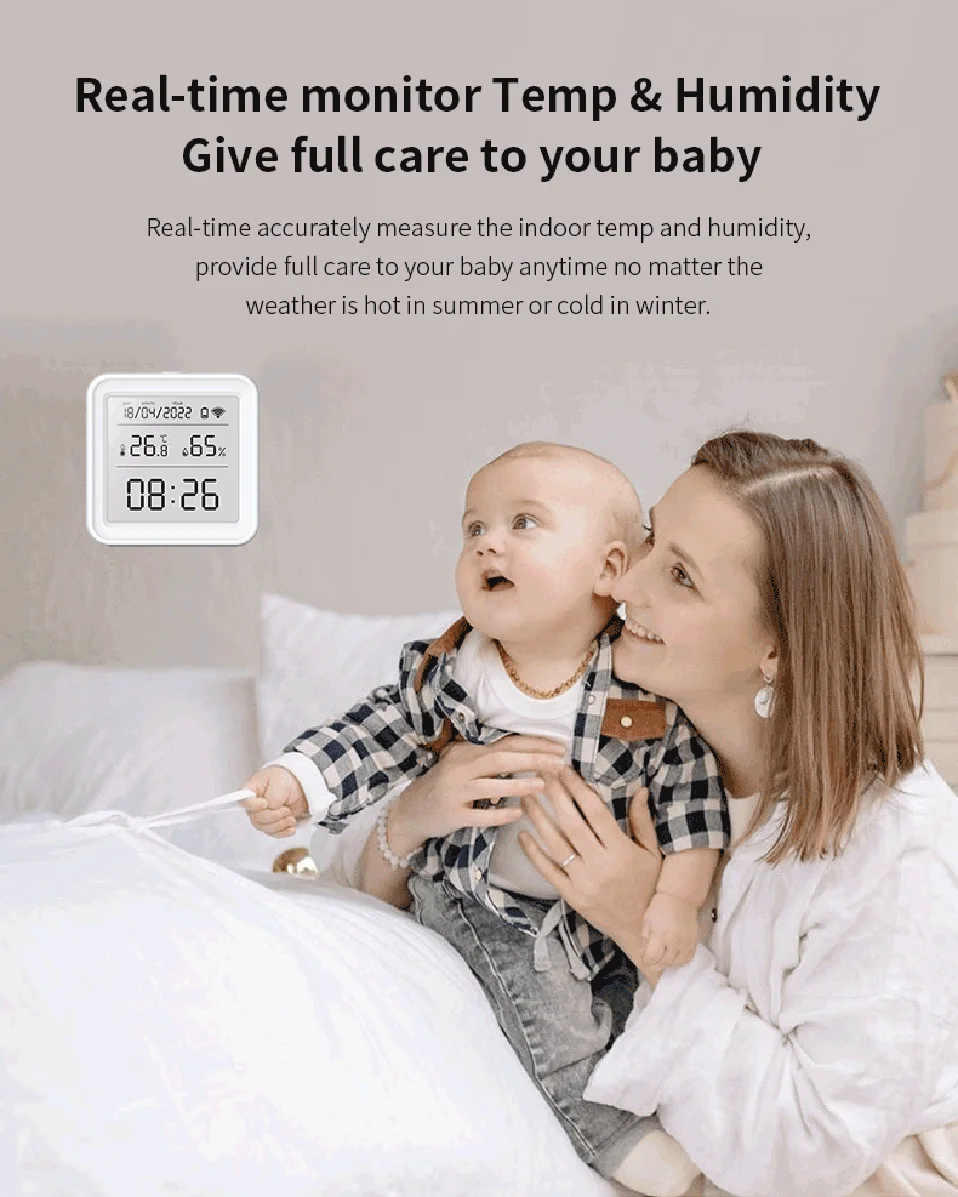Zigbee or WiFi Temperature Humidity Sensor Tuya Smart Home Thermometer APP SmartLife Work With Alexa Google Assistant