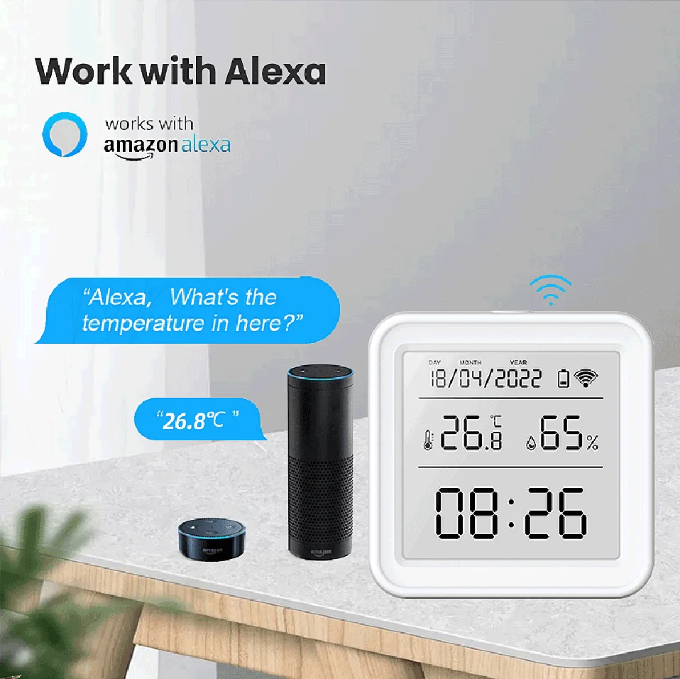 Zigbee or WiFi Temperature Humidity Sensor Tuya Smart Home Thermometer APP SmartLife Work With Alexa Google Assistant