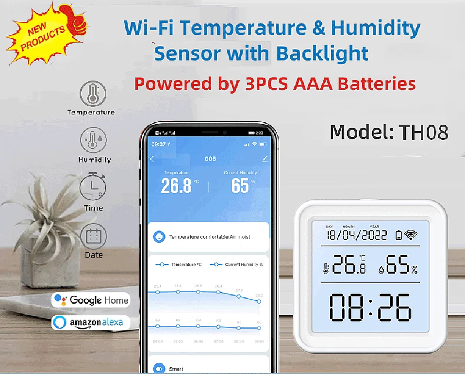 Zigbee or WiFi Temperature Humidity Sensor Tuya Smart Home Thermometer APP SmartLife Work With Alexa Google Assistant