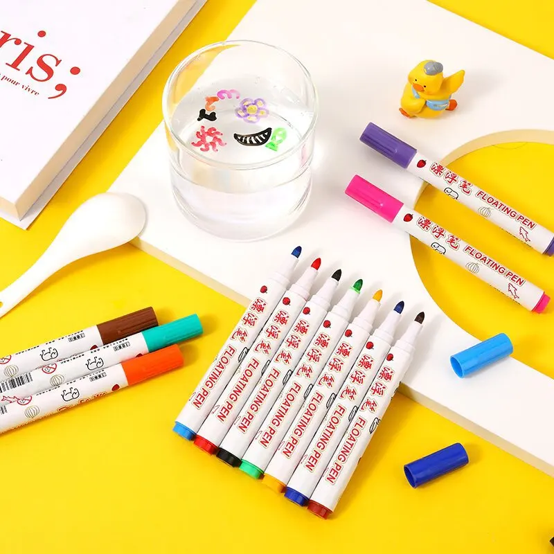 8/12 Colors Magical Water Floating Student Painting Brush Whiteboard Markers Pen Suspension Kids Educational Painting Pen Toys