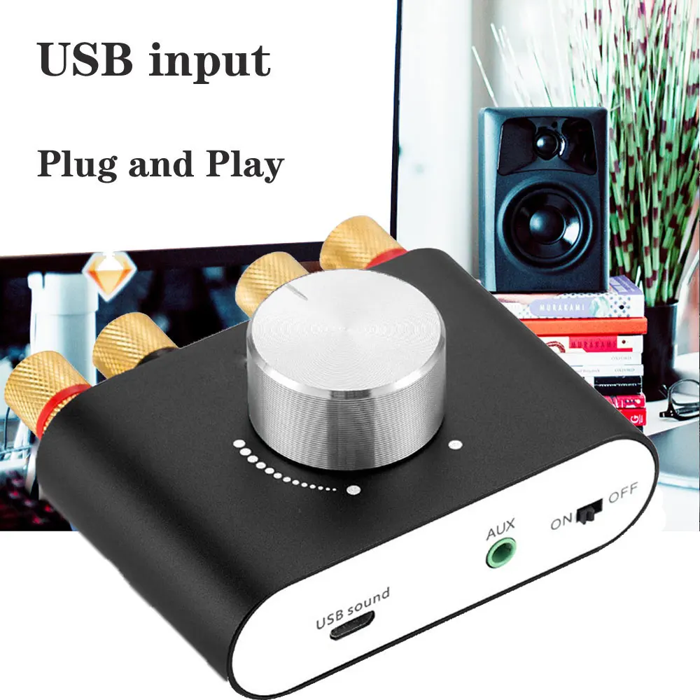 Woopker Digital Audio Amplifier HiFi Sound Amplifier TPA3116 Receiver Bluetooth 5.0 Car Mini Home Theater Sound System 50W*2