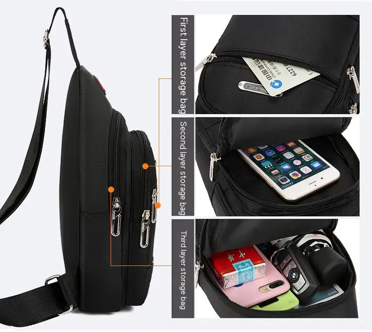 OutDoor Travel Fashion Mens CrossBorder Small Chest Polyester Shoulder Bag Trend Leisure.
