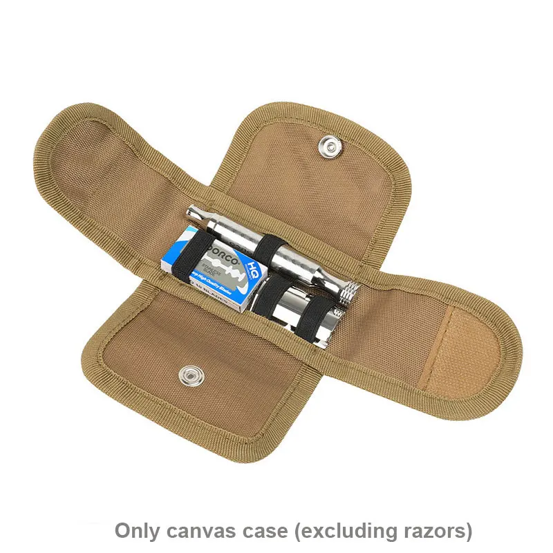 Safety Razor Case Razor Travel Shave Case with Pouches for Blades Shaving Kit Canvas Accessories