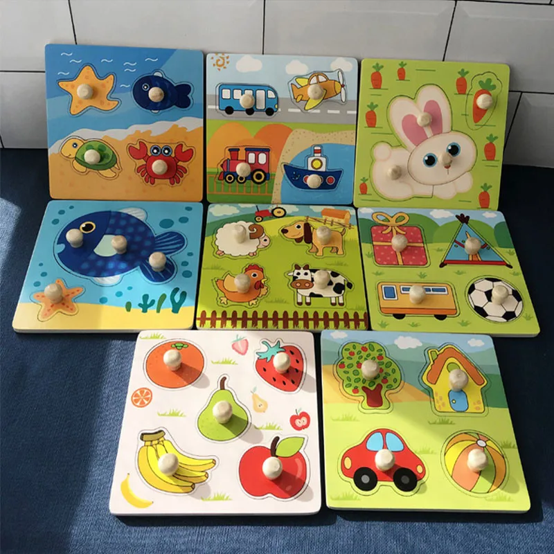 Baby Montessori Puzzles Wooden Toys for Children 1 2 3 Years Educational Learning Kids Games Child Birthday Gifts