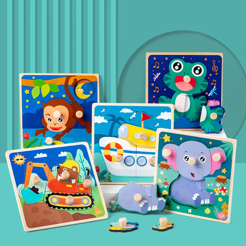 Baby Montessori Puzzles Wooden Toys for Children 1 2 3 Years Educational Learning Kids Games Child Birthday Gifts