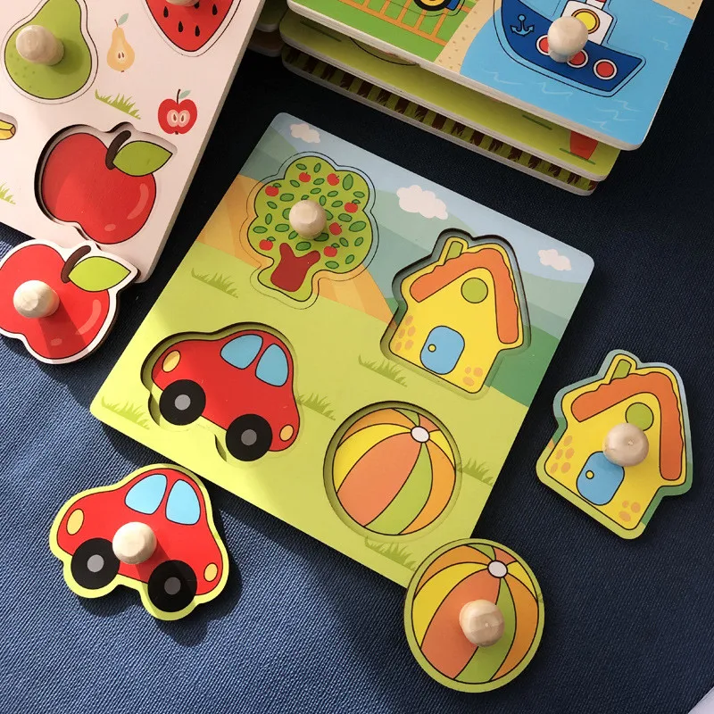 Baby Montessori Puzzles Wooden Toys for Children 1 2 3 Years Educational Learning Kids Games Child Birthday Gifts