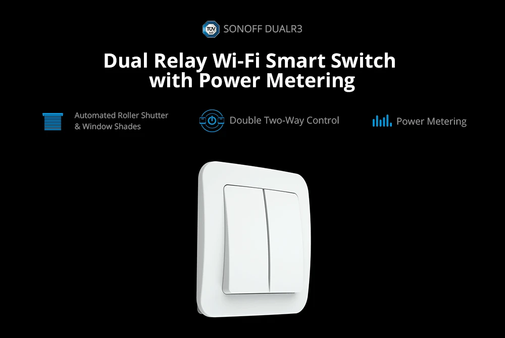 SONOFF DUALR3 Lite Dual Relay Module DIY MINI Smart WiFi Switch 1-5PCS 2-Way Control Timing via eWeLink Alexa Google Smart Home