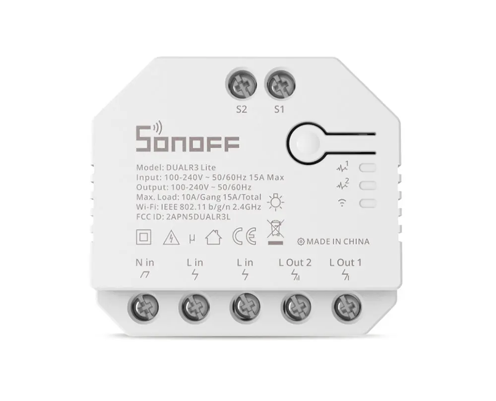 SONOFF DUALR3 Lite Dual Relay Module DIY MINI Smart WiFi Switch 1-5PCS 2-Way Control Timing via eWeLink Alexa Google Smart Home