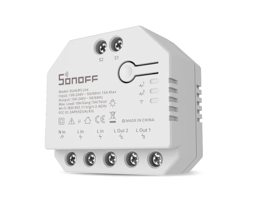 SONOFF DUALR3 Lite Dual Relay Module DIY MINI Smart WiFi Switch 1-5PCS 2-Way Control Timing via eWeLink Alexa Google Smart Home