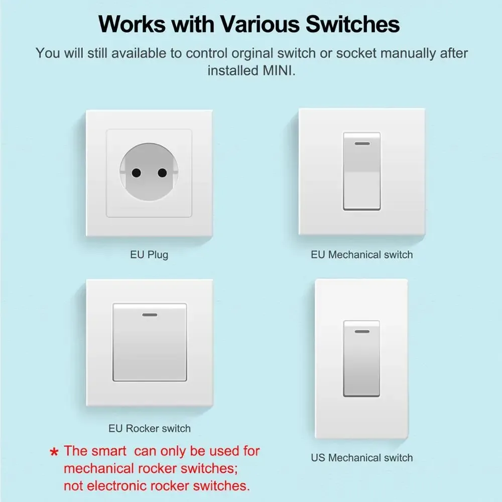 Works With Tuya APP 16A WiFi Smart Switch Module 2-way Control Mini Switch Breaker Smart Life Work With Alexa Google Alice