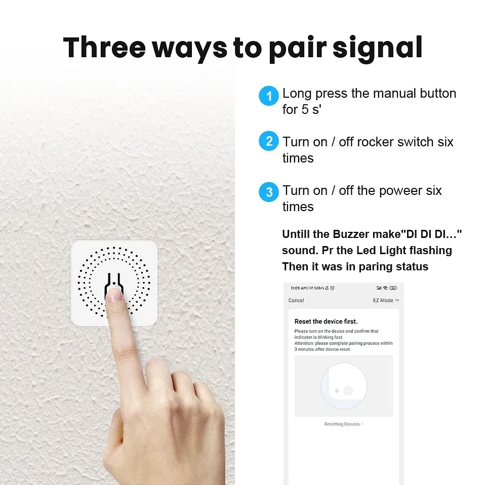 Works With Tuya APP 16A WiFi Smart Switch Module 2-way Control Mini Switch Breaker Smart Life Work With Alexa Google Alice