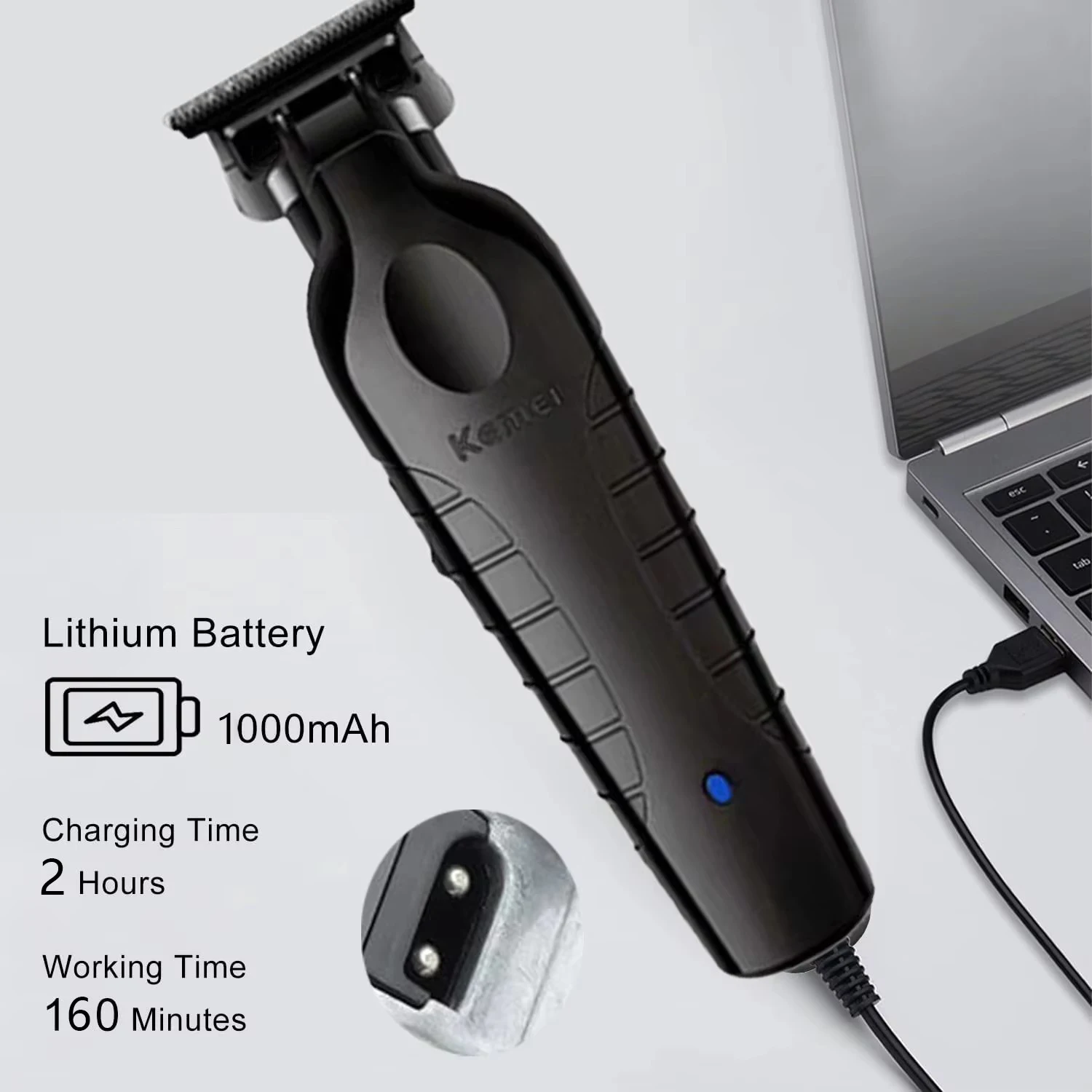 Kemei KM-2299 Professional Hair Clipper 1200mAh Electric Hair Clippers USB Rechargeable Hair Trimmers Hair Cutting Machine